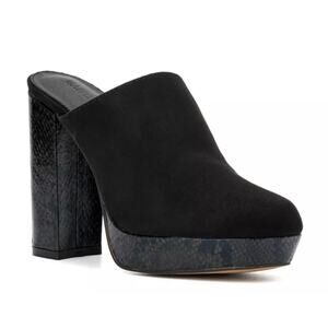NIB Gabrielle Union Women's Mykayla Platform Slip On‎ Heeled Mule Size 9 Black